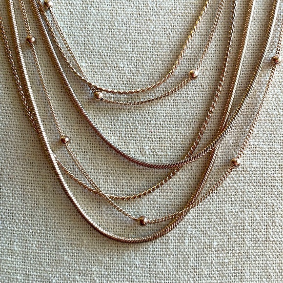Multistrand Goldtone Necklace - Multiple Different Chain Styles in on necklace! - Picture 4 of 9